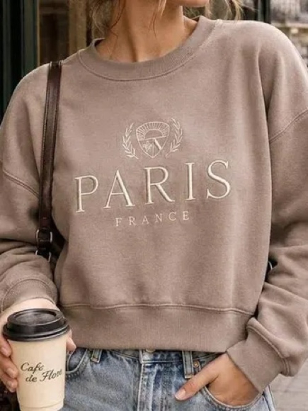 Abercrombie & Fitch Paris Crewneck Sweatshirt - Taupe